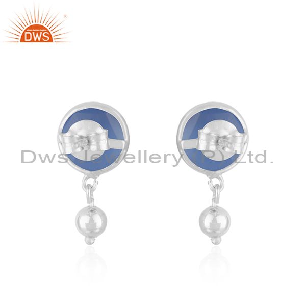 Suppliers Blue Chalcedony Gemstone Earring Sterling Fine Silver Earrings Jewelry Supplier