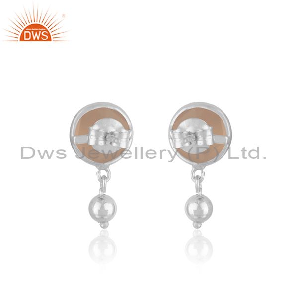 Suppliers Handmade Fine Sterling Silver Rose Chalcedony Gemstone Drop Earring Manufacturer