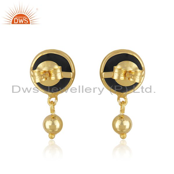 Suppliers Designer Silver Gold Plated Black Onyx Gemstone Earrings Jewelry Supplier