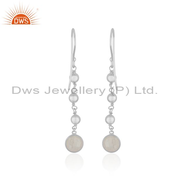Suppliers Fine Sterling Silver Rainbow Moonstone Dangle Earring Wholesaler India