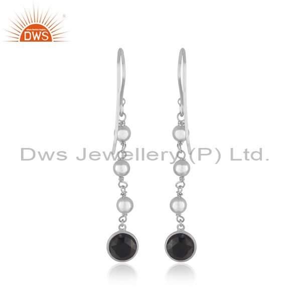 Suppliers Black Onyx Gemstone Fine Sterling Silver Handmade Earring Manufacturer India
