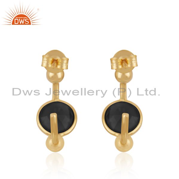 Suppliers Black Onyx Designer Silver Gold Plated Earrings Jewelry