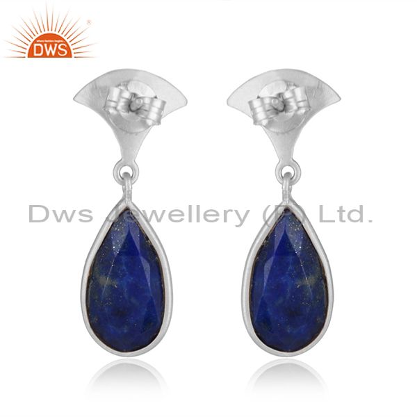 Designer of Handmade 925 sterling fine silver natural lapis lazuli earrings