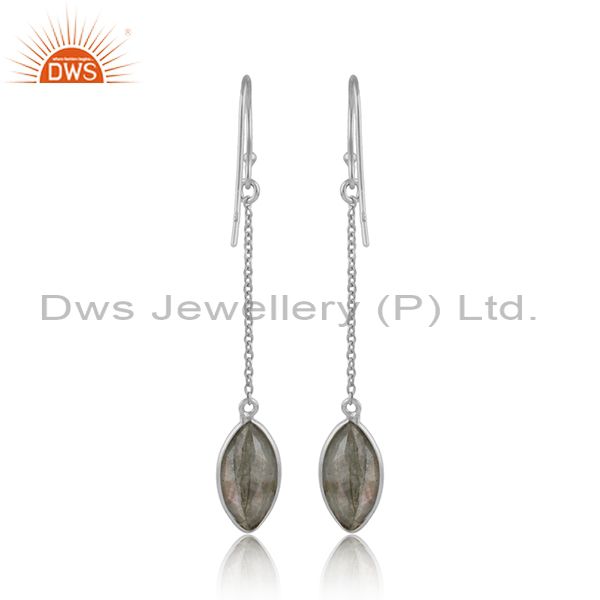 Designer of Labradorite gemstone designer fine silver womens chain earrings