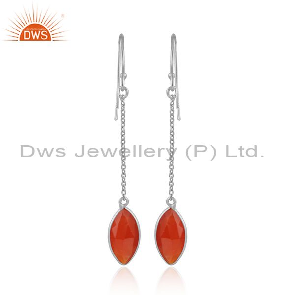 Designer of Red onyx gemstone designer fine sterling silver girls earrings