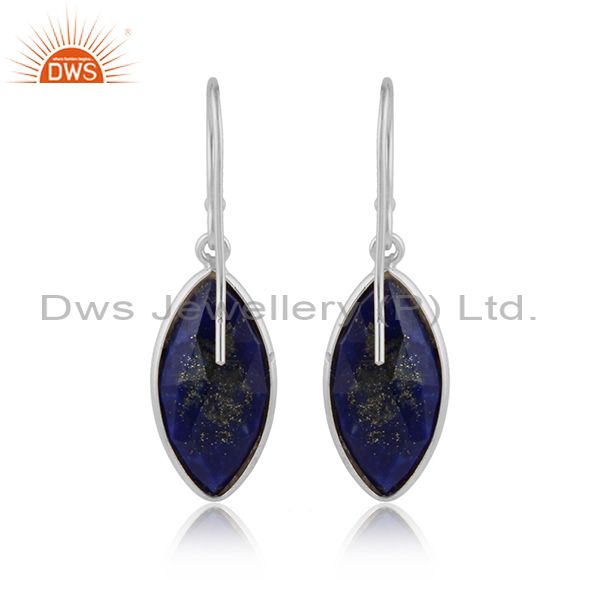 Designer of Lapis lazuli gemstone designer 925 fine sterling silver earrings