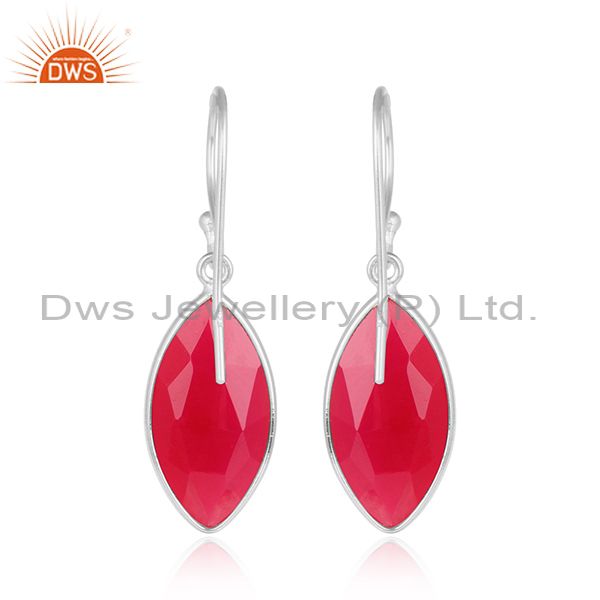 Designer of Designer sterling silver pink chalcedony gemstone girls earrings