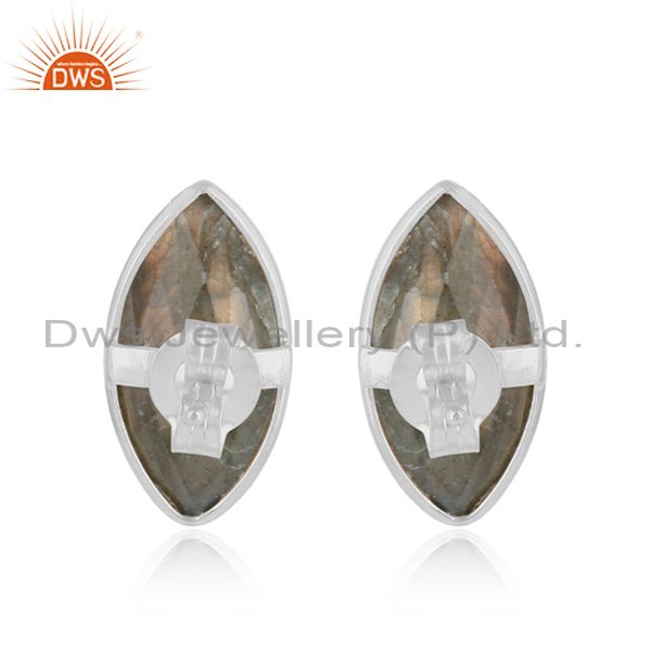 Designer of Marquise labradorite gmestone sterling fine silver stud earrings