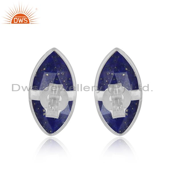 Designer of Lapis lazuli gemstone handmade 925 sterling silver stud earrings
