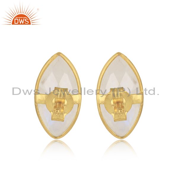 Designer of Designer moonstone gemstone 18k gold plated silver stud earrings