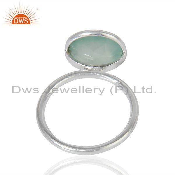 Suppliers Wholesale Sterling Fine Silver Aqua Chalcedony Gemstone Ring Jewelry