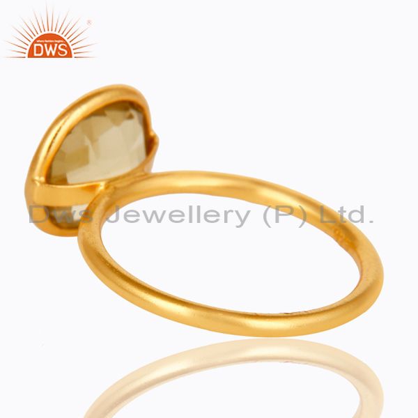 Suppliers 18K Yellow Gold Plated Sterling Silver Lemon Topaz Gemstone Stacking Ring