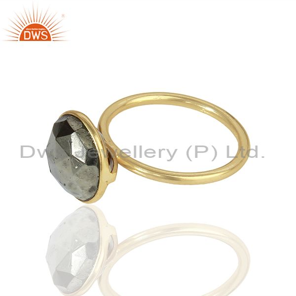 Exporter Pyrite Gemstone Gold Plated Designer Girls Rings Jewelry Manufacturer