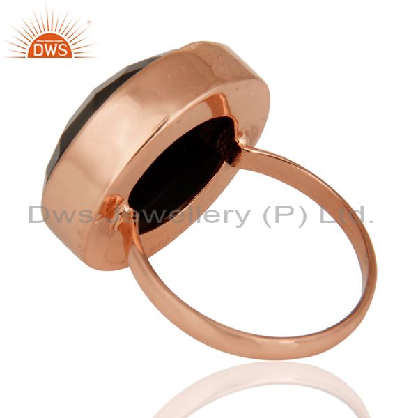 Suppliers 18K Rose Plated Sterling Silver Bezel Set Faceted Black Onyx Finger Ring SZ 8 US