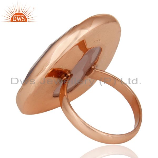 Suppliers Handmade 18K Rose Gold Plated 925 Sterling Silver Rose Chalcedony Gemstone Ring