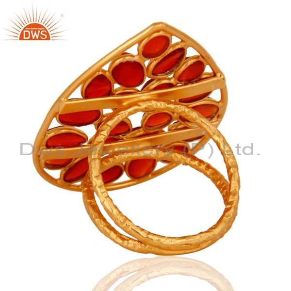Suppliers Handmade Sterling Silver With Yellow Gold Plated Red Onyx Gemstone Ring