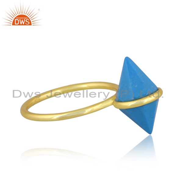 Suppliers 18K Gold Plated Sterling Silver Turquoise Spike Ring Statement Ring