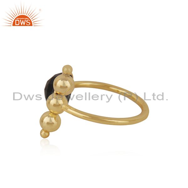 Exporter Designer 925 Silver Gold Plated Black ONyx Gemstone Fashion Ring Manufacturer