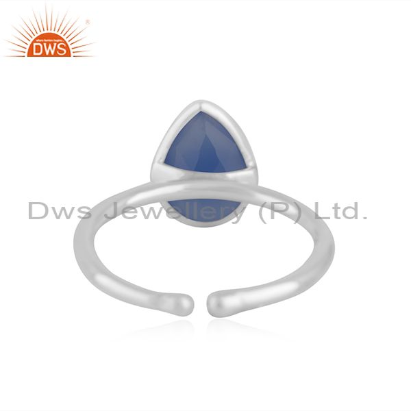 Suppliers Handmade Fine Sterling 925 Silver BLue Chalcedony Gemstone Ring Wholesale