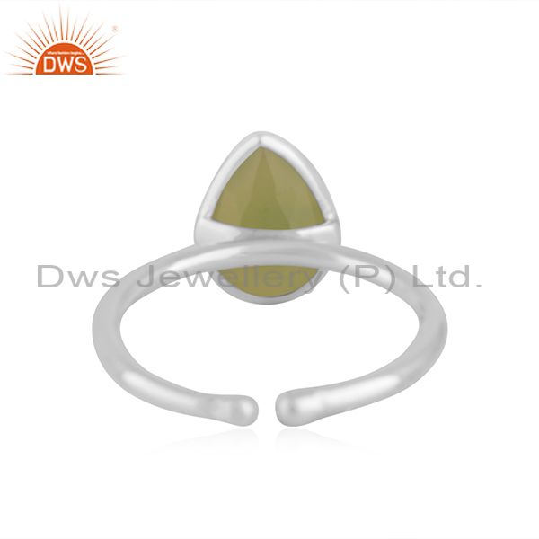 Suppliers Prehnite Chalcedony Gemstone Fine Sterling Silver Ring Manufacturer in Jaipur
