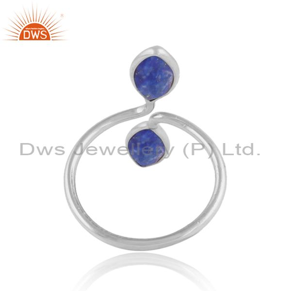 Designer of Lapis lazuli gemstone womens fine sterling silver designer rings