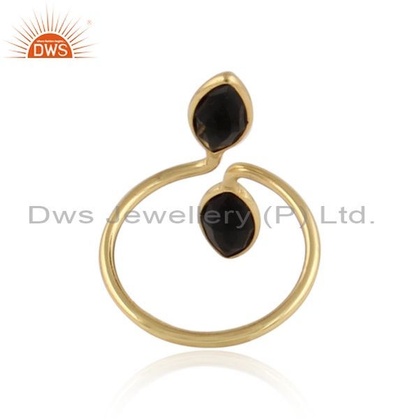 Designer of Black onyx gemstone designer 18k gold plated 925 silver rings