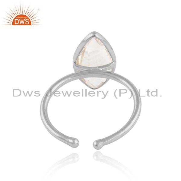 Designer of Crystal quartz gemstone 925 fine silver designer ring jewelry