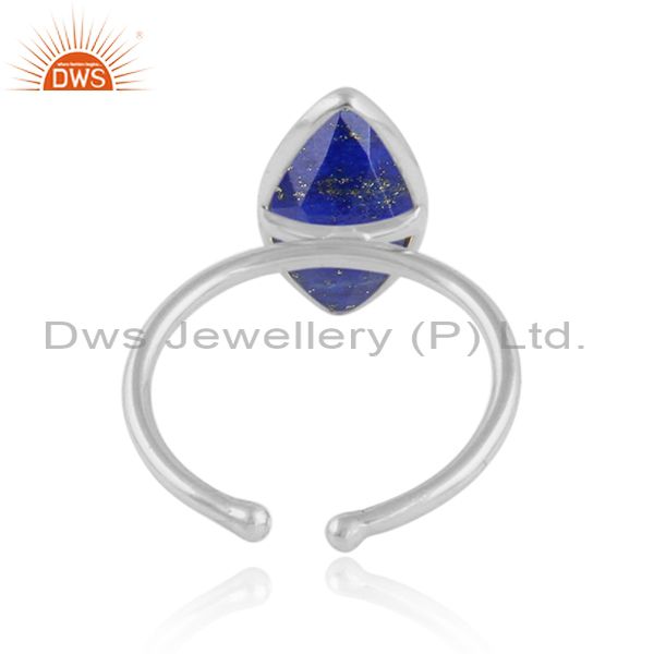 Designer of Lapis lazuli gemstone designer sterling fine silver womens rings