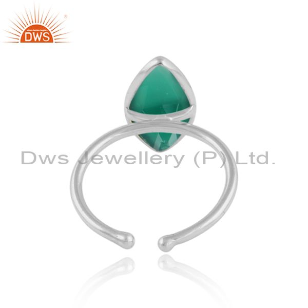 Designer of Glossy design 925 sterling fine silver green onyx gemstone rings