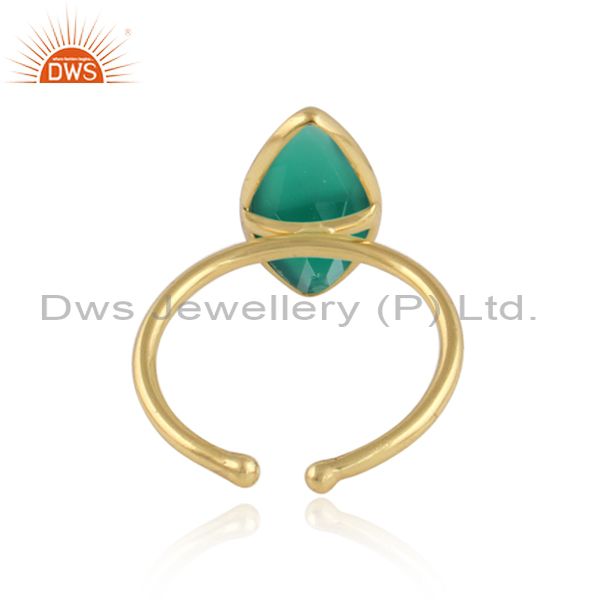 Designer of Handmade 18k gold plated 925 silver green onyx gemstone rings