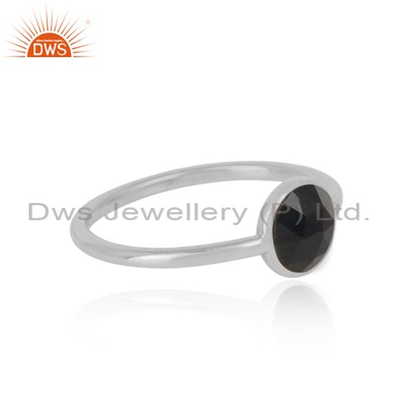 Handmade Dainty Sterling Silver Black Onyx Solitaire Ring