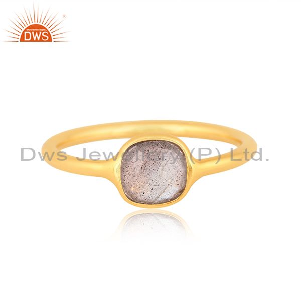18K Gold Plated Sterling Silver Ring With Labradorite