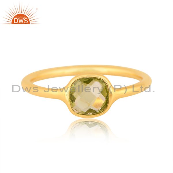 18K Gold Plated Sterling Silver Ring With Peridot Briolette