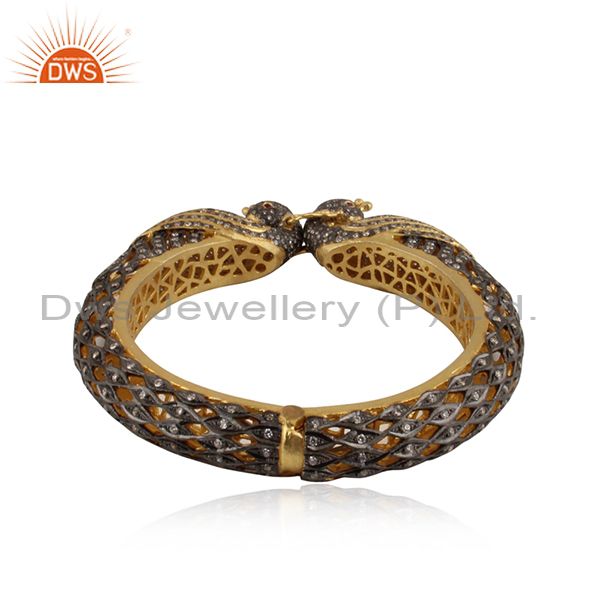Supplier of 22k yellow gold 925 silver cz peacock design vintage style bangle