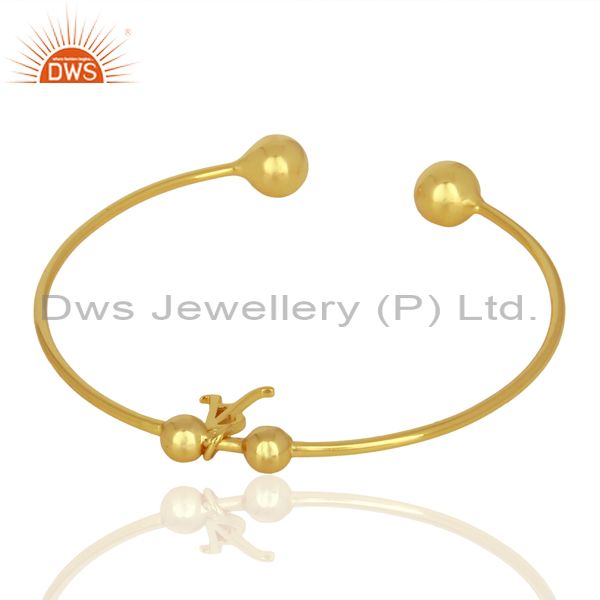 Exporter of Gold plated a initial openable adjustable wholesale fashion cuff jewelry