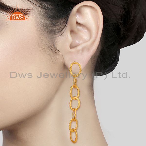 Wholesalers Chain and Link Design Gold Plated Fashion Earrings Manufacturer