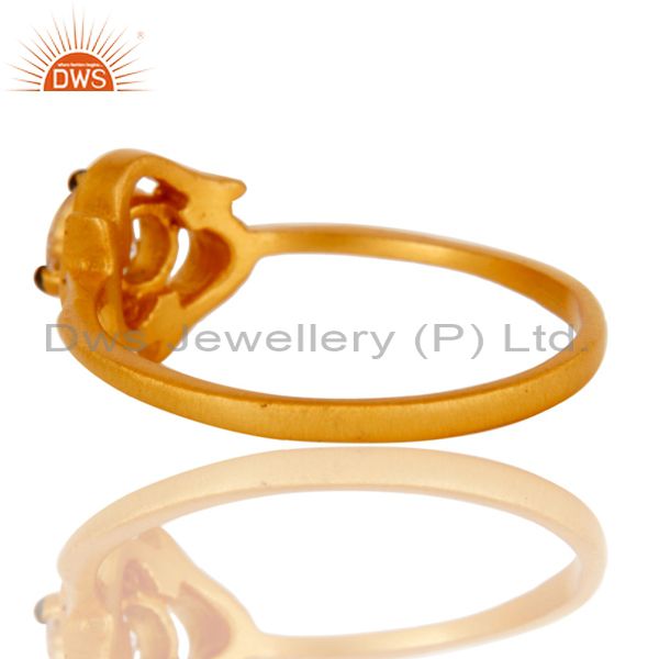 Wholesalers 22K Yellow Gold Plated Brass Cubic Zirconia Prong Set Fashion Ring