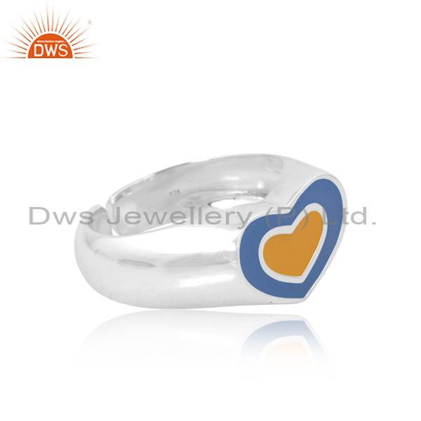 Enamel Heart Ring: 925 Sterling Silver, Romantic Design