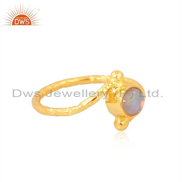 Gold Plated Ring with Ethiopian Opal – Handcrafted