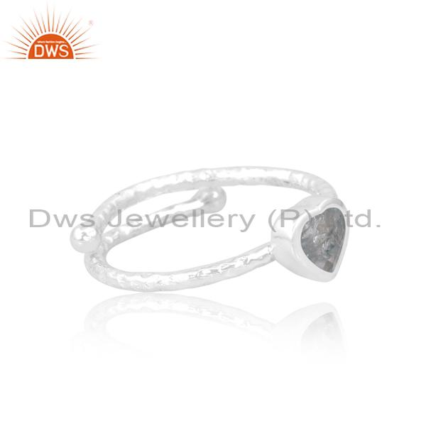 Aquamarine Engagement Ring: Silver Heart Design