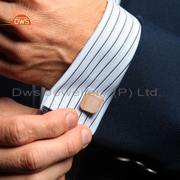 Wholesalers Rose Gold Plated Sterling Silver Mens Cufflink Jewelry Manufacturer