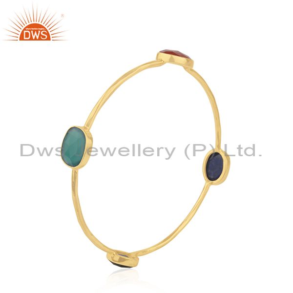 Natural gemstone gold plated silver bangle jewelry supplier Exporter