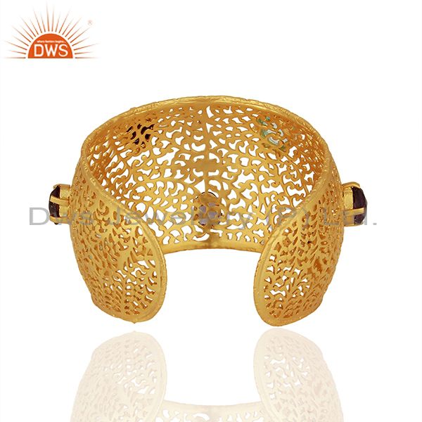 Wholesalers Handamde Designer Hydro Stone Gold Plated Fashion Cuff Bracelet