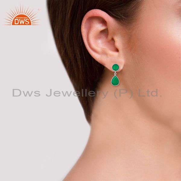 Wholesalers Green Onyx Gemstone 925 Sterling Silver Drop Earrings Manufacturers
