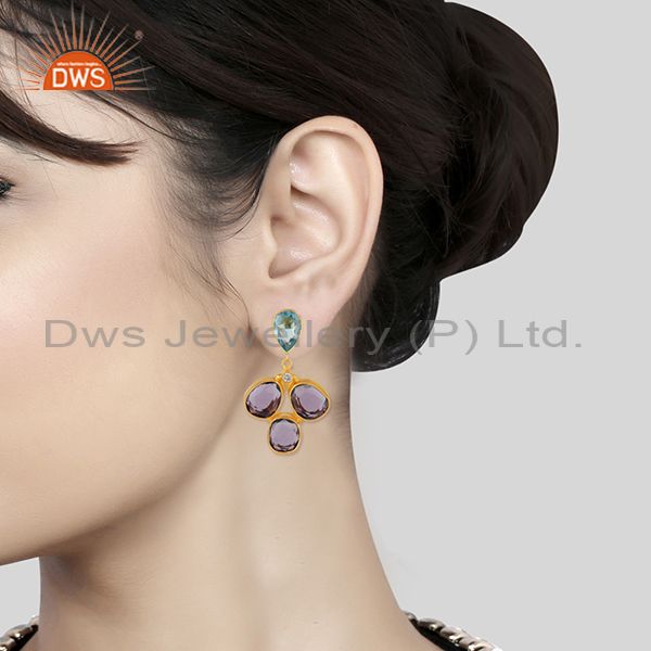 Wholesalers CZ and Hydro Stone Gold Plated Fashion Earrings Jewelry Manufacturer