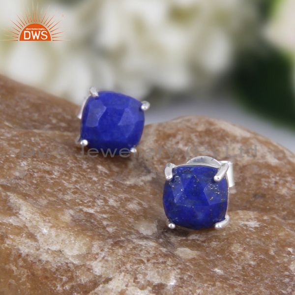 Wholesalers Lapis Lazuli Gemstone 925 Silver Handmade Custom Stud Earrings Manufacturer