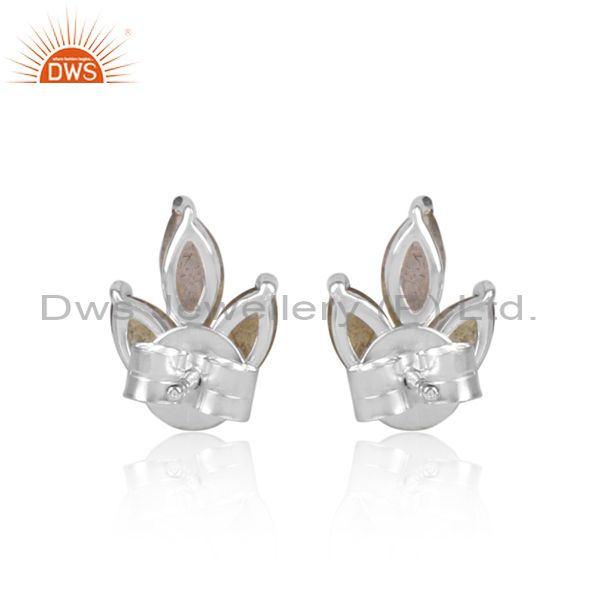 Labradorite Set Fine Sterling Silver Fancy Floral Earrings