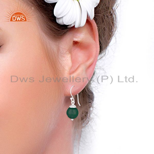 Wholesalers Green Onyx Gemstone Handmade 925 Silver Drop Earrings Wholesale Jewelry Supplier