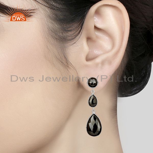 Wholesalers Black Hametite Gemstone Fine Sterling Silver Dangle Earrings Wholesalers