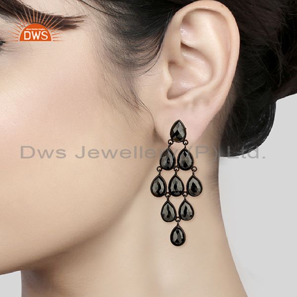 Wholesalers Black Rhodium Plated 925 Silver Customized Earrings Manufacturers